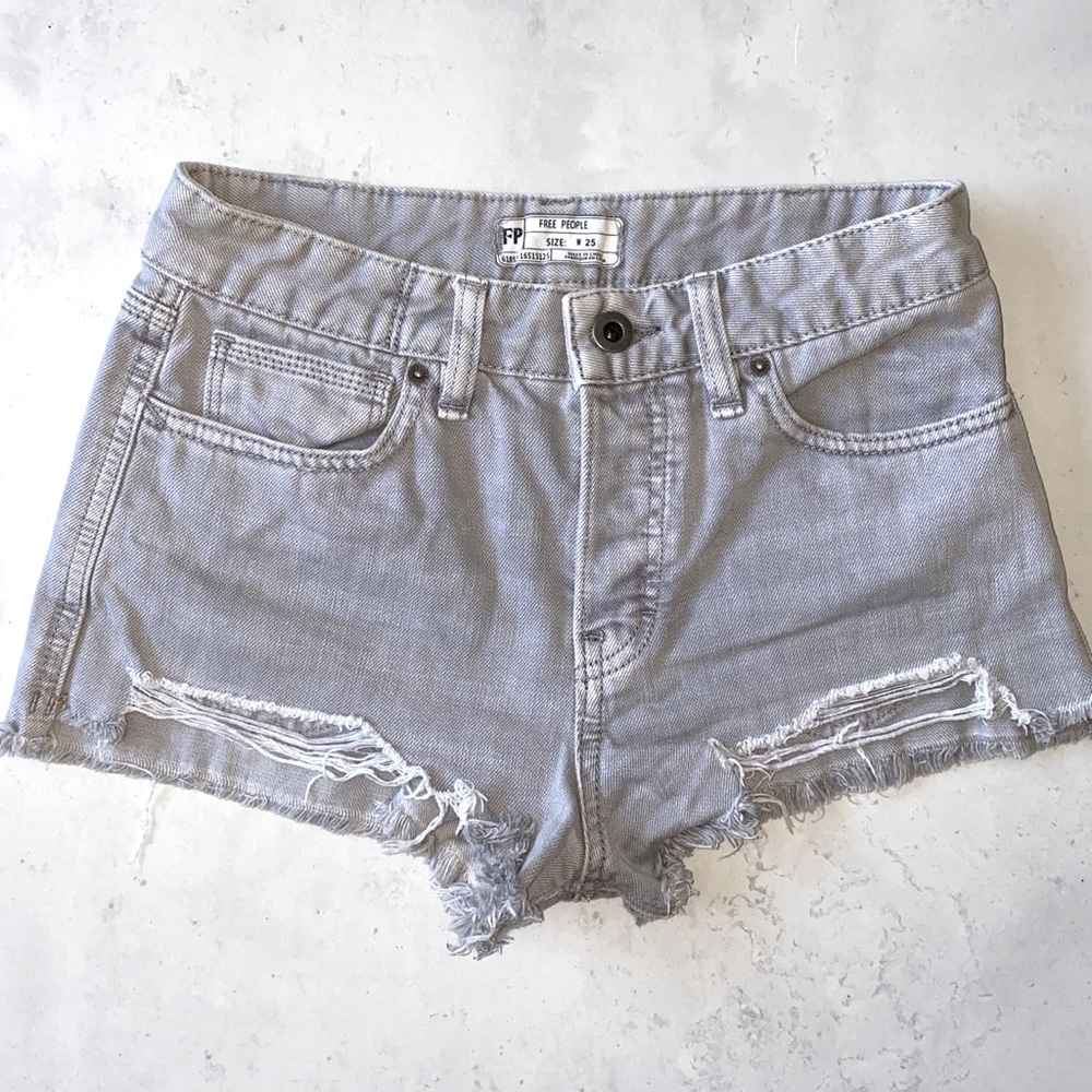 Free People denim moto shorts